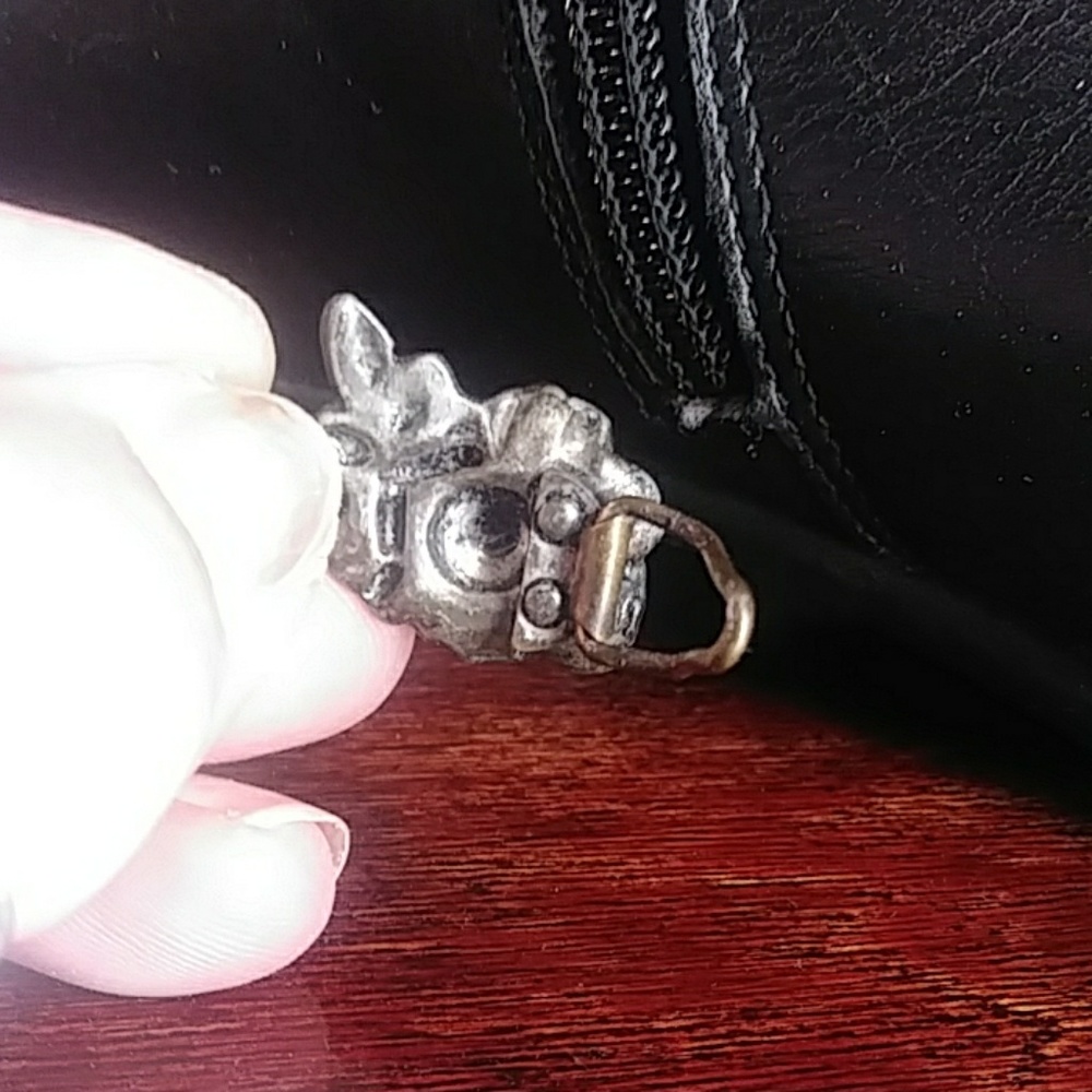 ANTIQUE Pewter Rose Shoe Clip-Rare SHOE JEWELRY Unique Mid Century - Picture 2 of 5